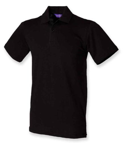 Henbury Unisex Stretch Cotton Piqu? Polo Shirt - BLK - XS
